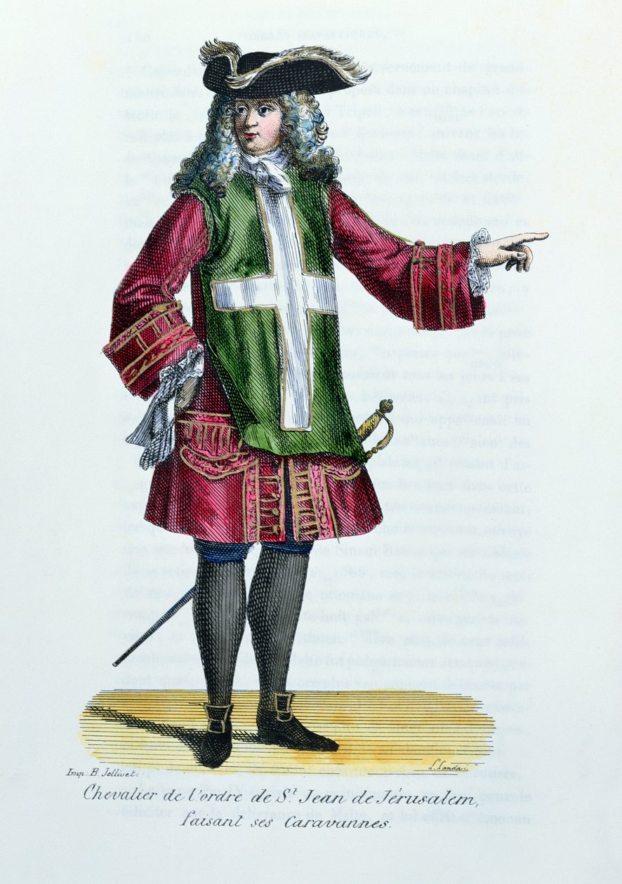 Ridder av Johannesordenen av Jerusalem, illustrasjon fra History and Costumes of Monastic Orders by Father Helyot, 1842 av French School