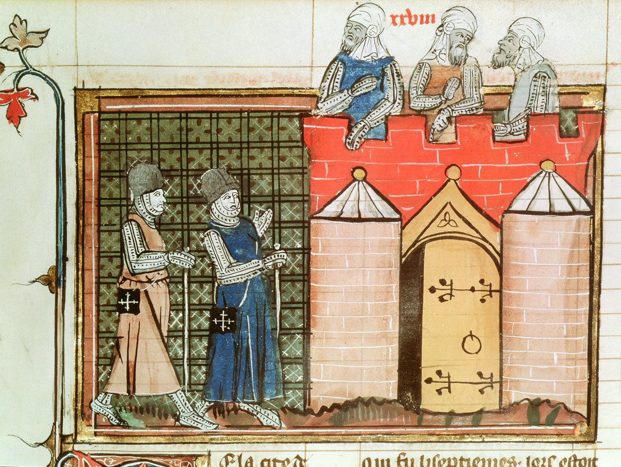 Tempelridderne før Jerusalem, fra Le Roman de Godefroi de Bouillon av French School