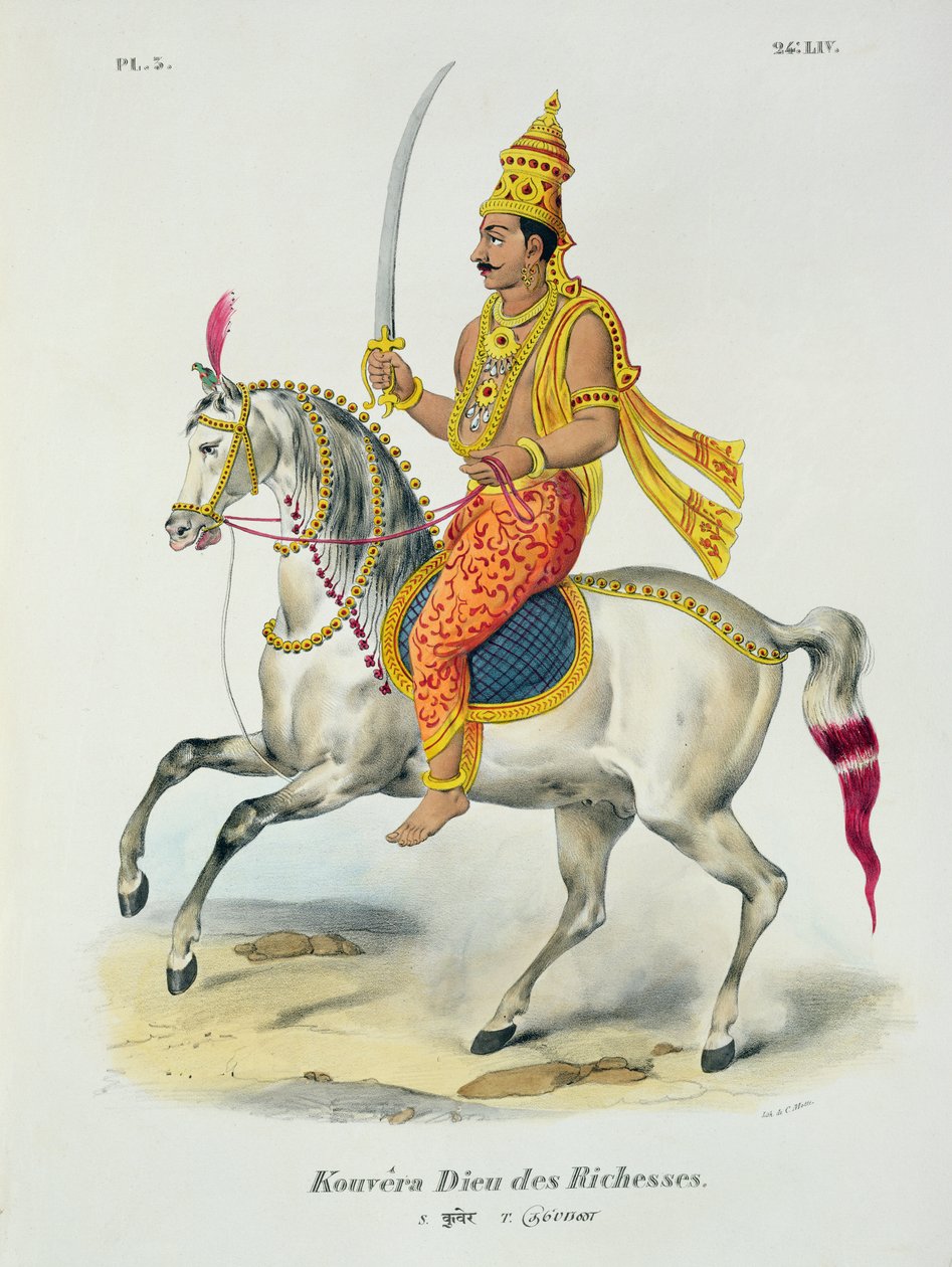 Kubera, rikdommens gud, gravert av C. de Motte (1785-1836) av French School
