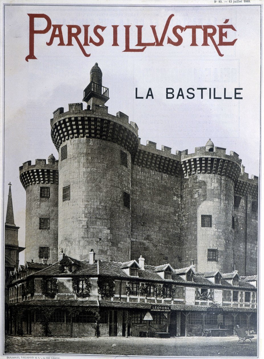 La Bastille. Forside av avisen «Paris illustrious»» av 13. juli 1889. av French School