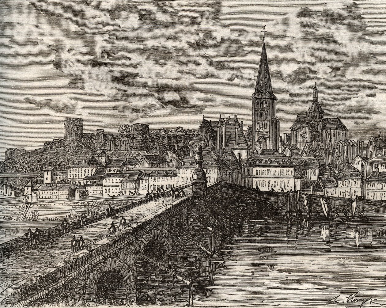 La Charite sur Loire - La Charite-sur-Loire - Nievre, i regionen Burgund - gravering i "Frankrike illustree: geografi, historie, statistisk administrasjon" av V.-A. Malt-brun. 1884 av French School