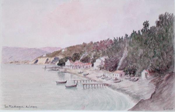 La Madrague des Lecques (akvarell på papir) av French School