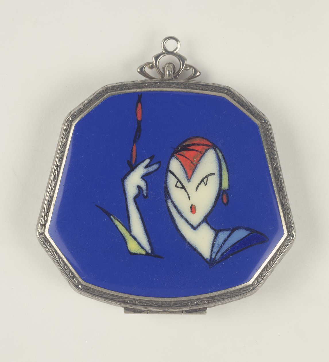 La Mode Femme Fatale Powder Compact, fransk, 1920-30 (emalje) av French School