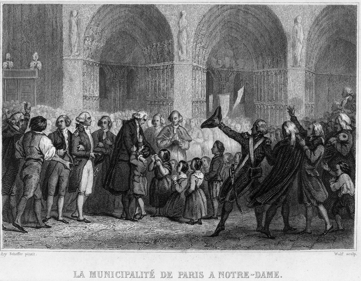 Paris kommune ved Notre-Dame - i "den franske revolusjonen"" av Thiers. 1800-tallet av French School