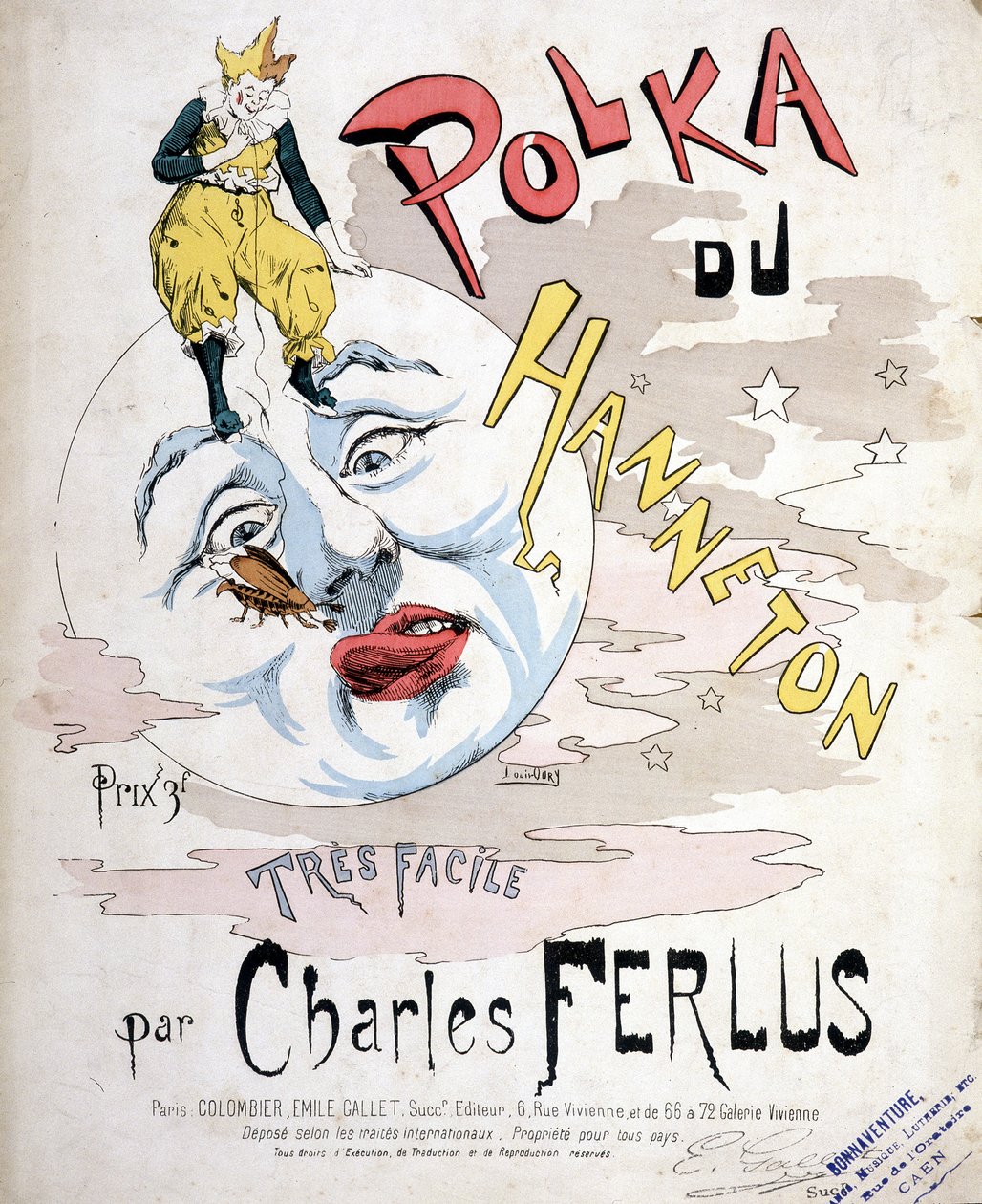 La Polka du Hanneton, av Charles Ferlus - noteomslag, sent på 1800-tallet av French School