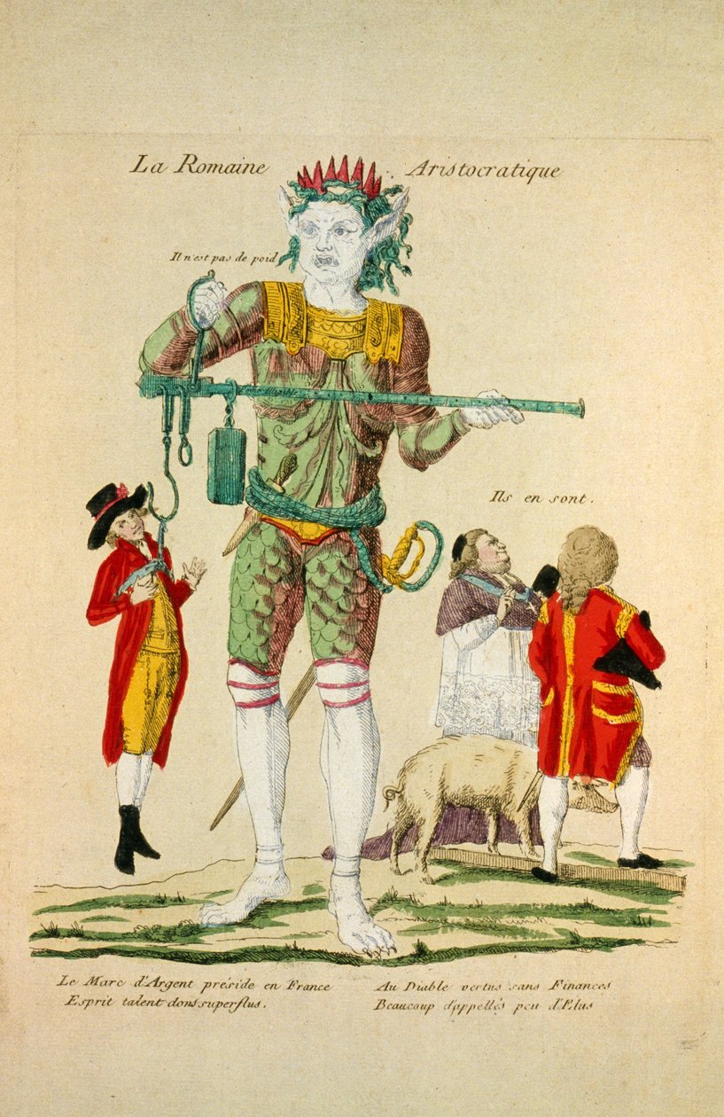 Den aristokratiske romersk, pub. 1789 (håndfarget gravering) av French School