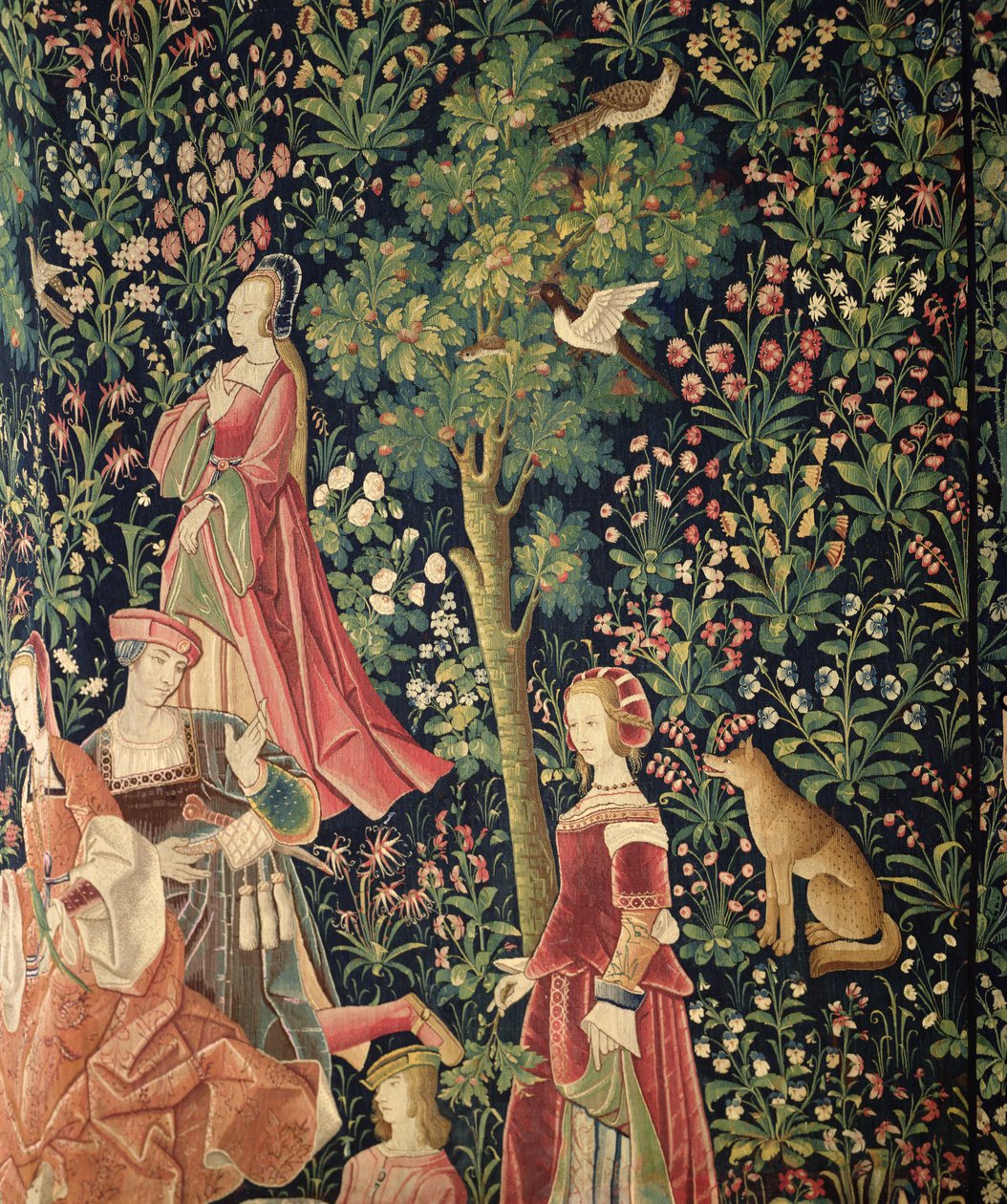 La Vie Seigneuriale: Unge kvinner og en rev, ca. 1500 av French School