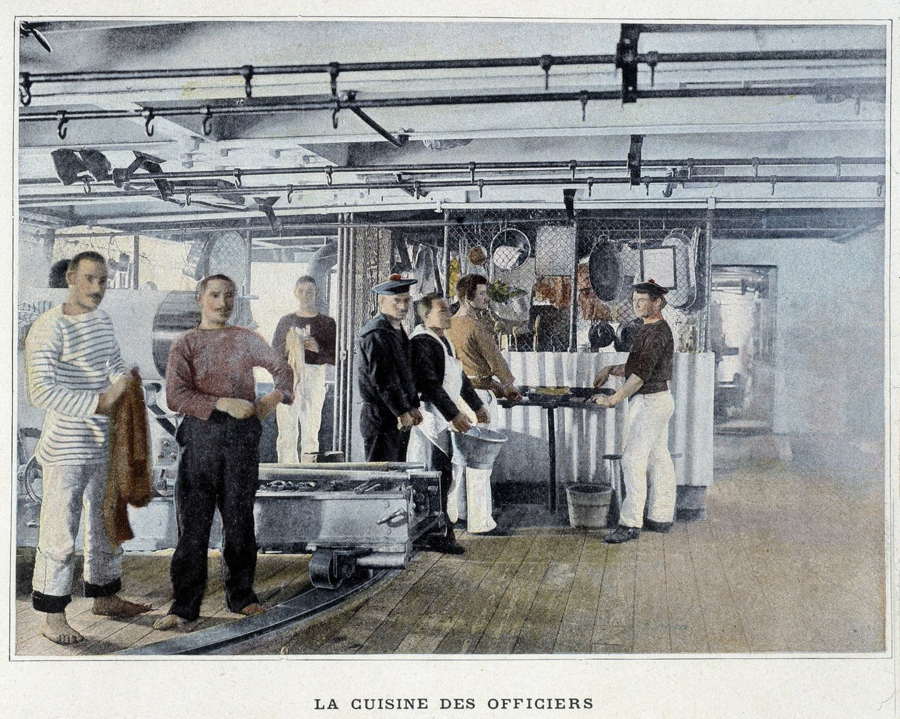 Offiserens kjøkken - i "Militært album - Navy: Life on board" av French School
