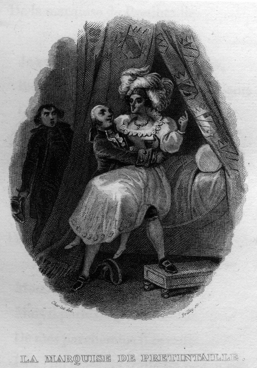 La marquise de pretintaille Chanson de Beranger i "" Oeuvres completes"" (1834) av Pierre Jean de Beranger (1780-1857), fransk poet og låtskriver. av French School