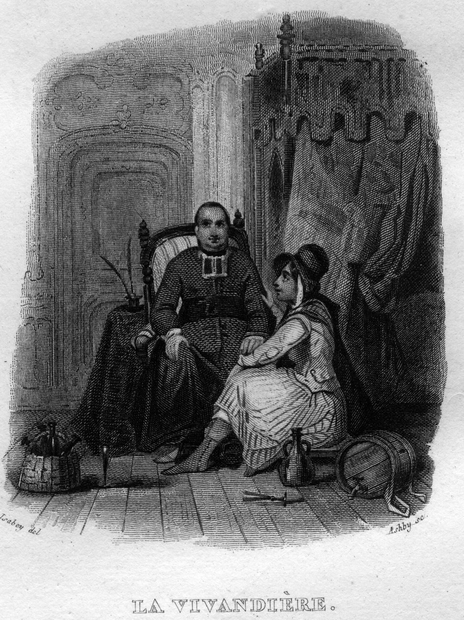 La vivandiere Chanson de Beranger i "" Oeuvres completes"" (1834) av Pierre Jean de Beranger (1780-1857), fransk poet og låtskriver. av French School