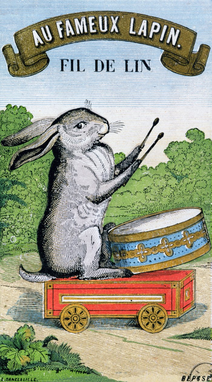 Etikett for Au Fameux Lapin-merket av lintråd av French School