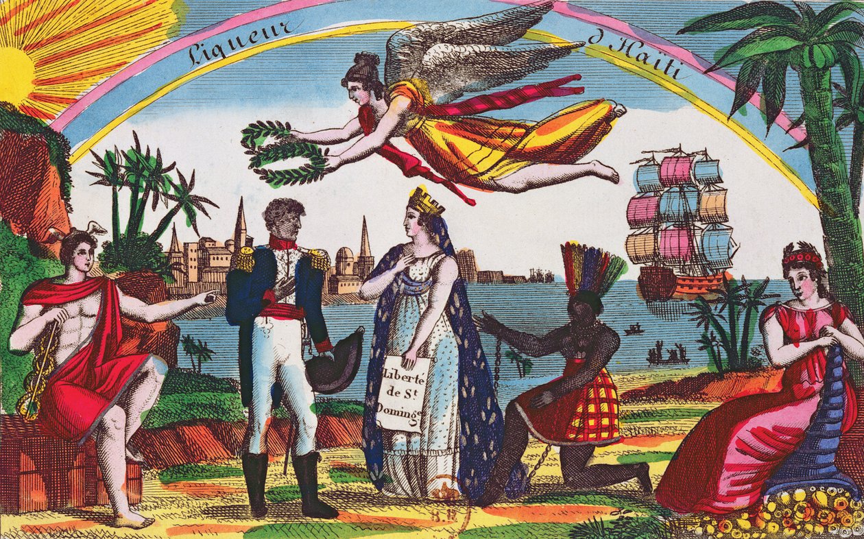Etikett for Liqueur dHaiti, ca. 1830 av French School