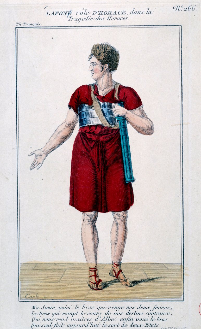 Lafon i rollen som Horace i tragedien Horacespiece av Corneille (1640). Gravering av 1800-tallet. Paris, Comedie Francaise. av French School