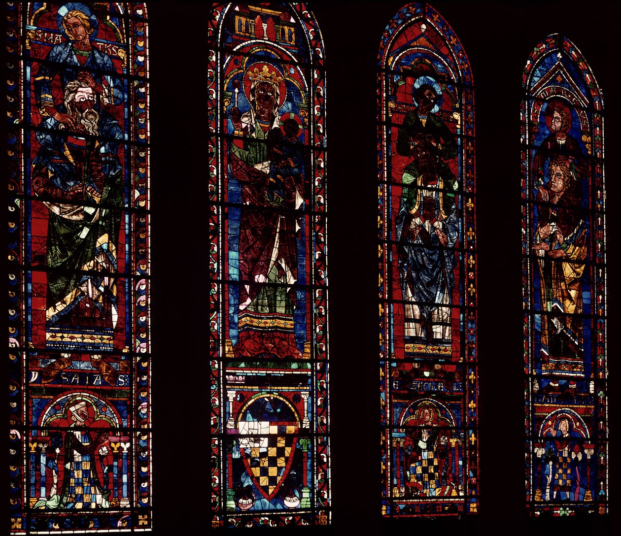 Lansettvinduer fra sydlig tverrarm, c.1217-25 av French School