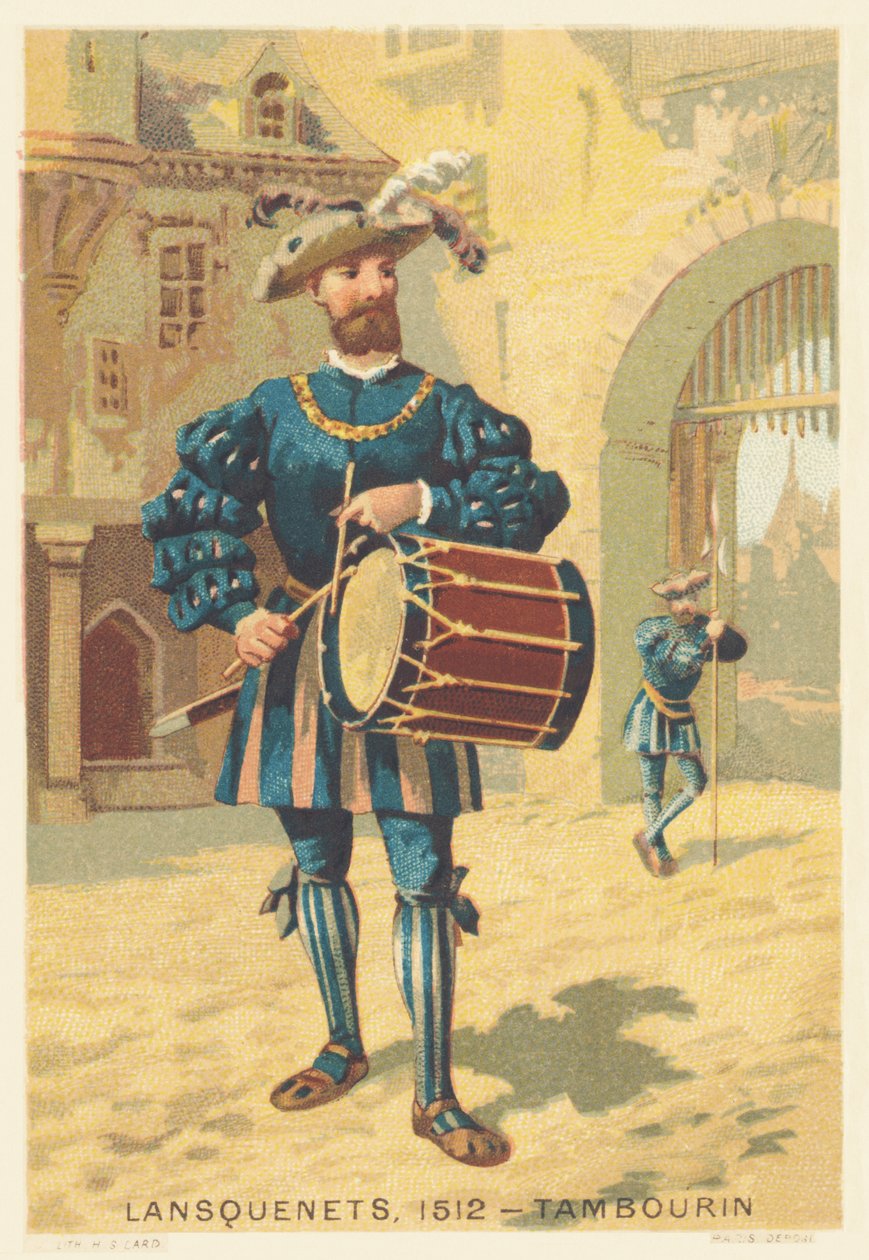 Lansquenets, Tambourine i 1512 (Leiesoldater, for det meste tyske, på 1400- og 1500-tallet) av French School
