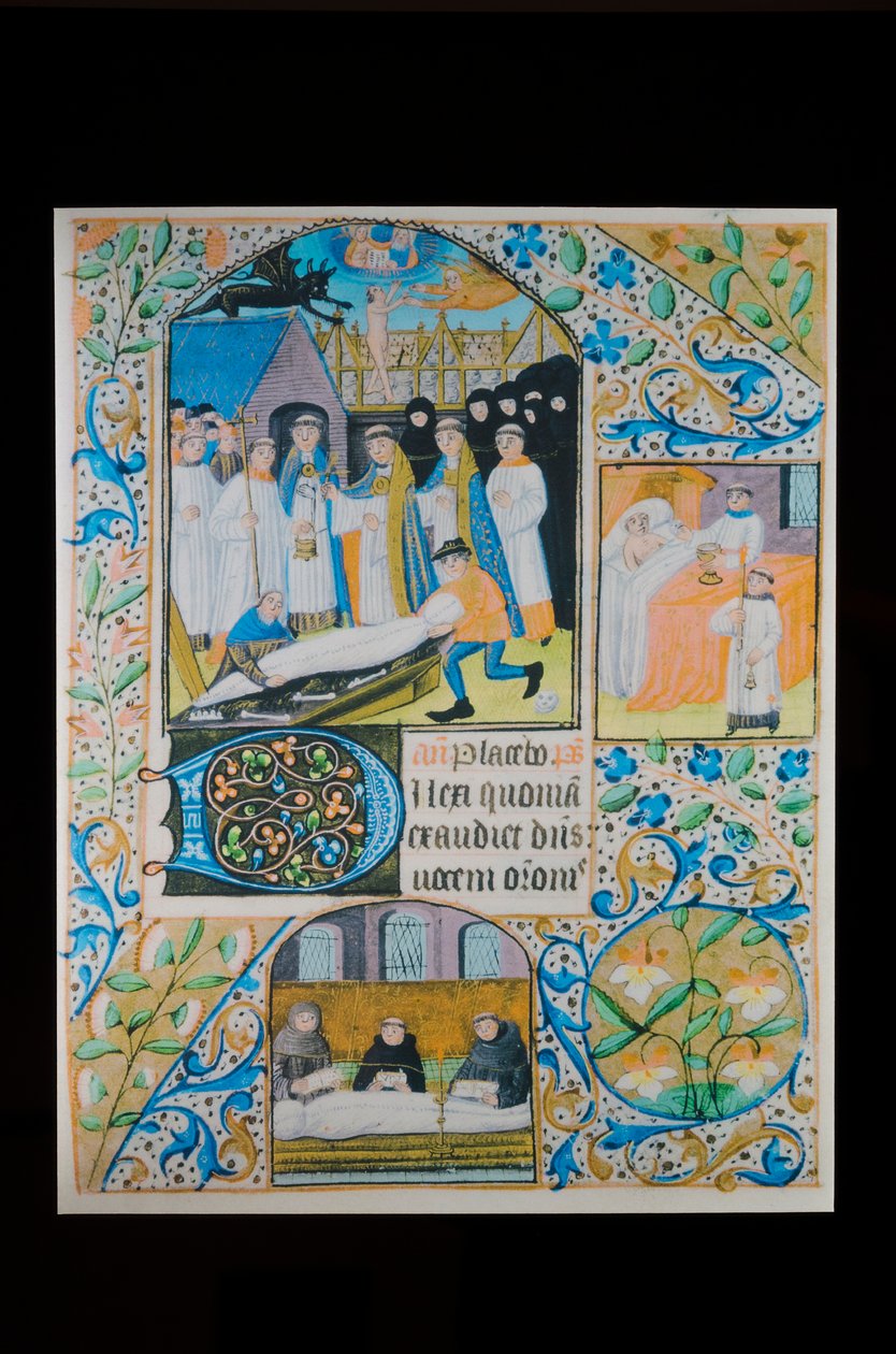Last Rites - Office of the Dead - Funeral, pergamentside fra a Book of Hours, Nord-Frankrike, rundt 1480 (manuskript) av French School