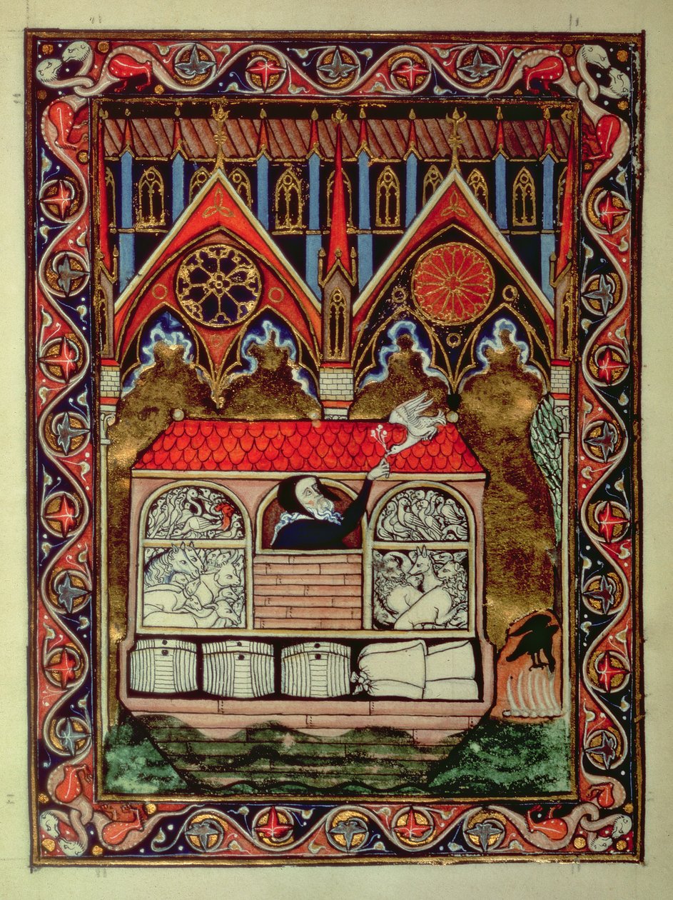 Lat 10525 f.3v Noahs Ark, fra Psalter of St. Louis, c.1258-70 av French School