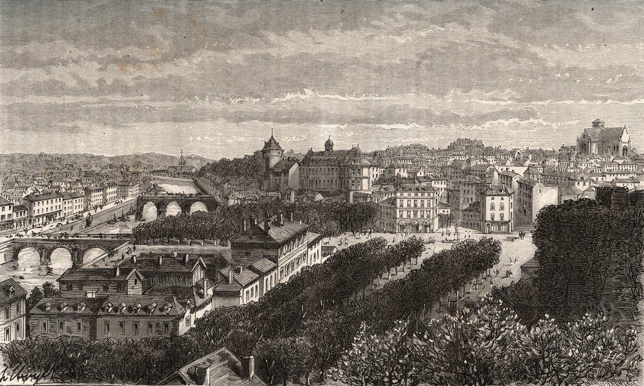 Laval - Mayenne - Pays de la Loire - gravering i "La France illustrée: geografi, historie, statistisk administrasjon" av VA Malt-Brown. 1884 av French School
