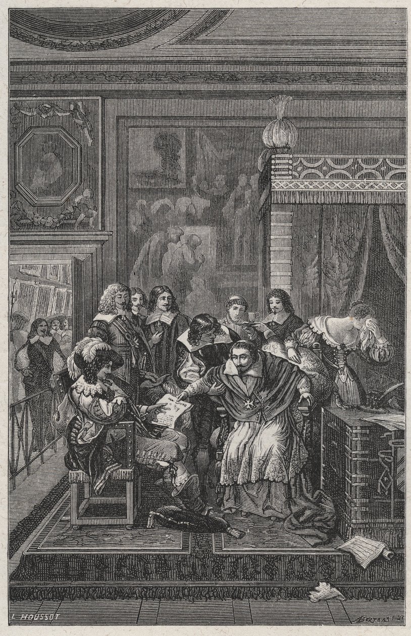 Den døende kardinal de Richelieu litografi av Charles Motte (1785-1836) i «Les Hommes Celebres de la France» av Louis Dumas 1889 av French School