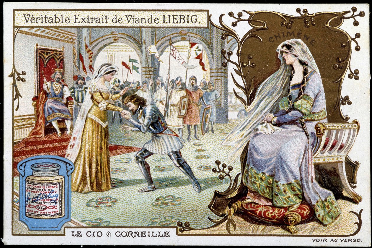 Le Cid de Pierre Corneille (1606 - 1684), kromolitografi Liebig, sd. 1800-tallet av French School