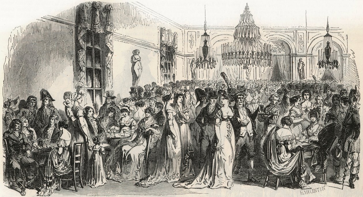 Grand Salon du cafe Frascati i Paris på 1800-tallet - Gravering i "Tableau-de-Paris"" av Edmond Texier 1852 av French School