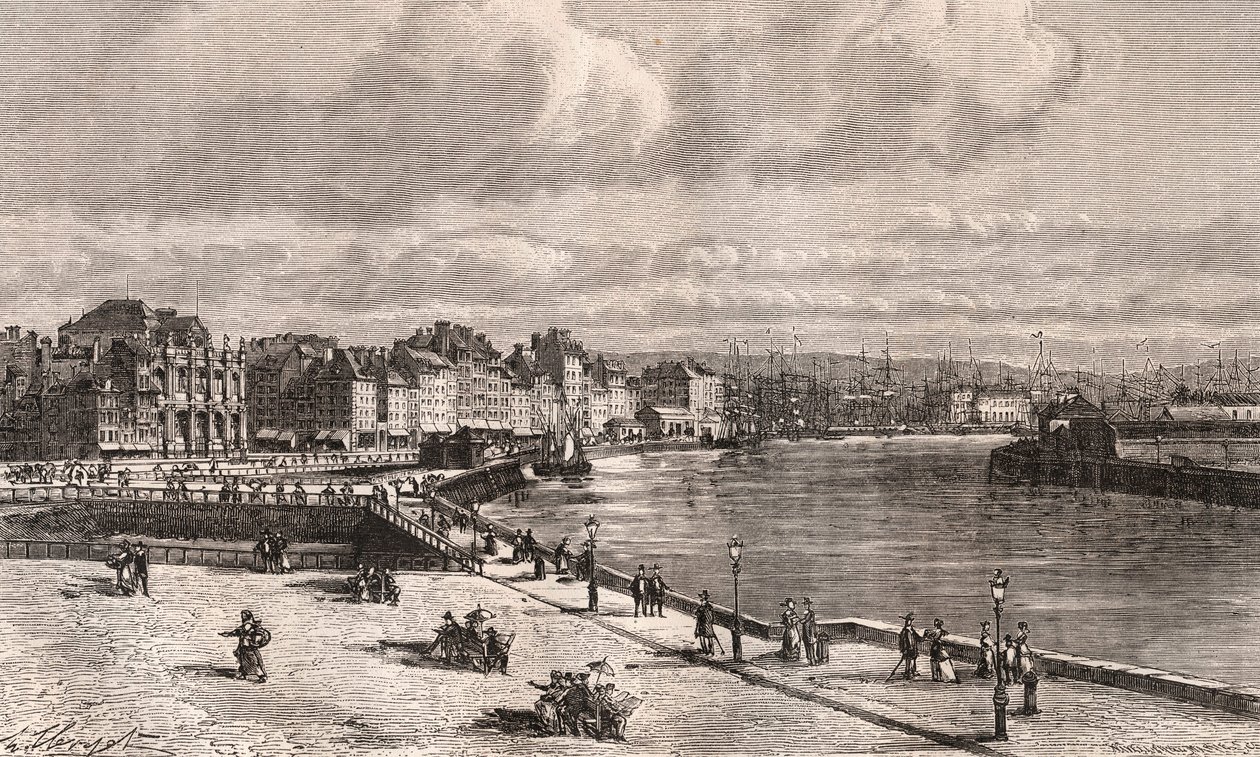Le Havre - Normandie - gravering i "La France illustree: geografi, historie, administrasjonsstatistik" av VA Malt-Brown. 1884 av French School