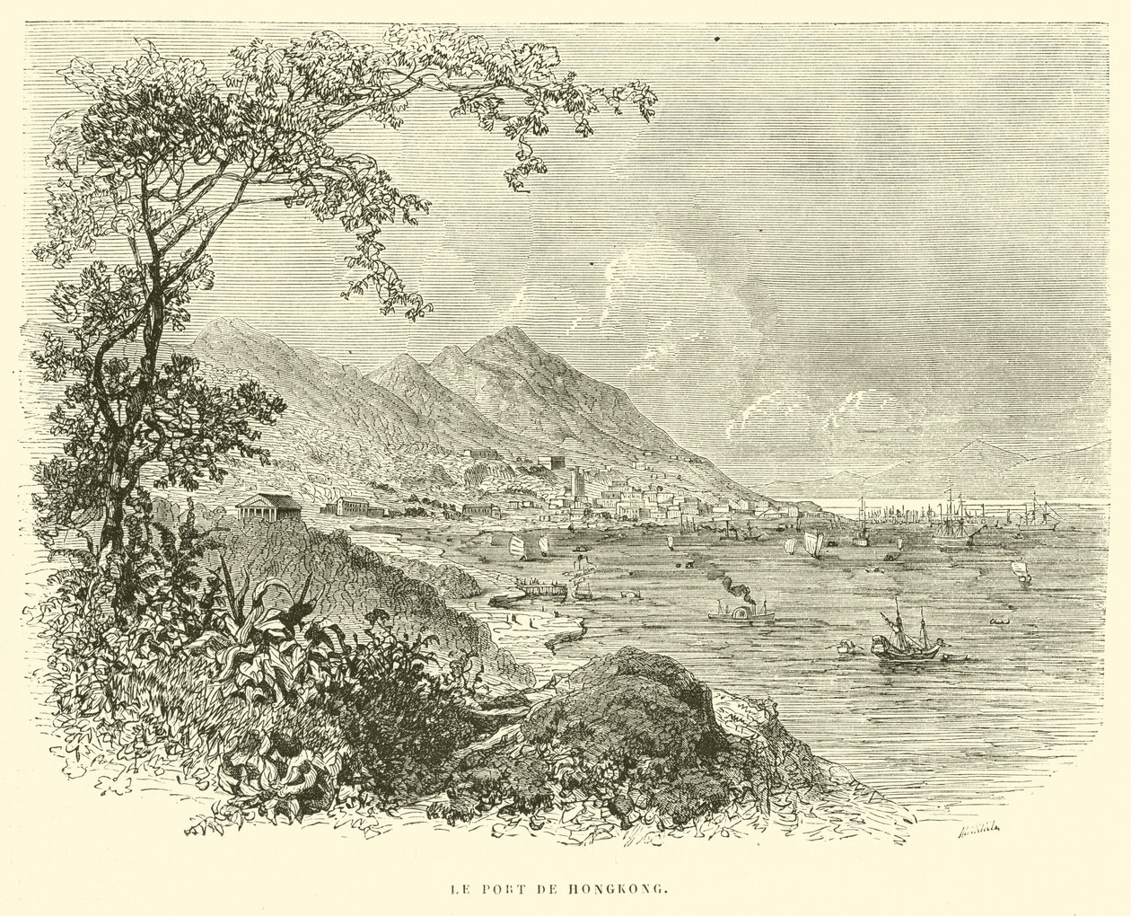 Hong Kongs havn (gravering) av French School