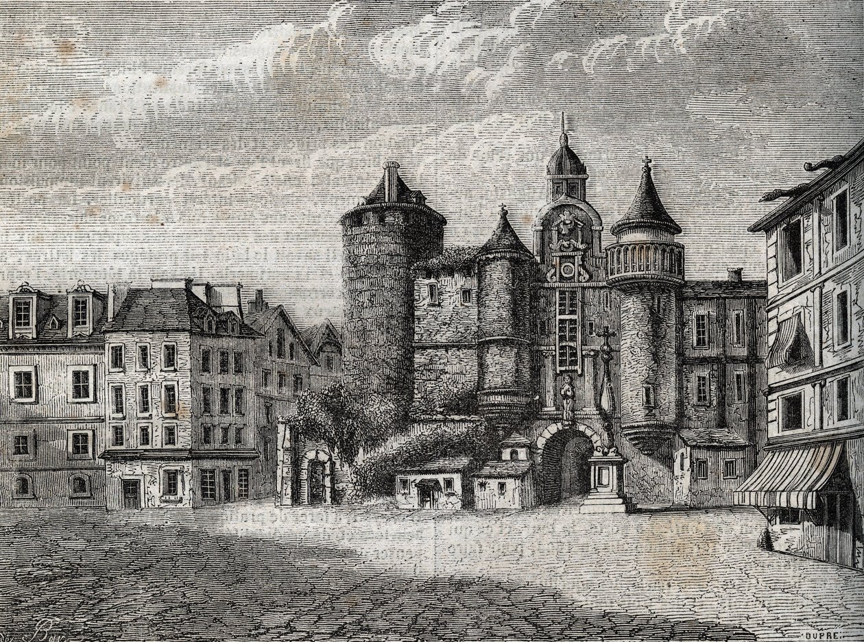 Le Vieux Paris - le Grand Chatelet - Engraving in “” Physical, civil and moral history of Paris: from the earliest historical times to the present day” by Jacques Antoine Dulaure av French School