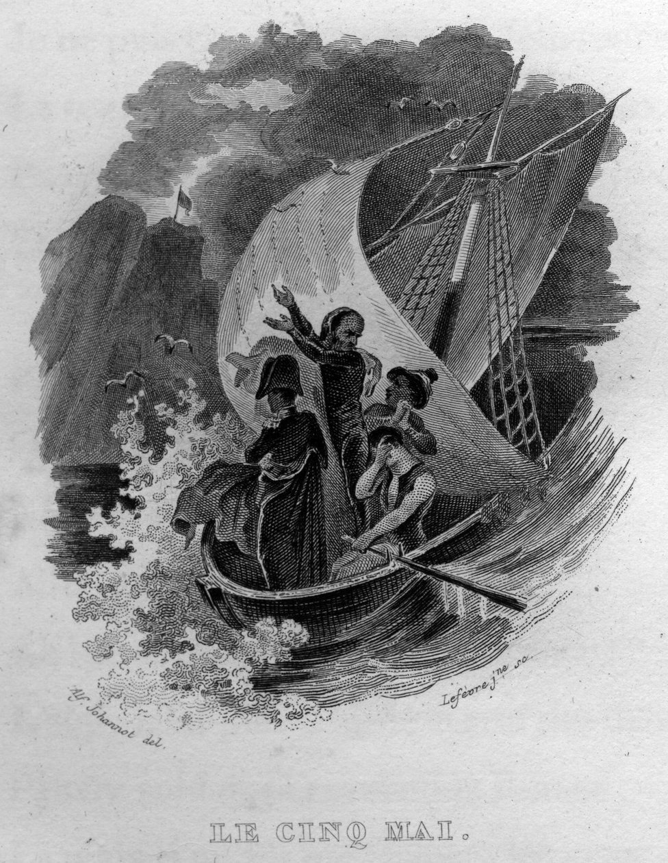 Den femte mai Chanson de Beranger i "" Oeuvres completes"" (1834) av Pierre Jean de Beranger (1780-1857), fransk poet og låtskriver. av French School