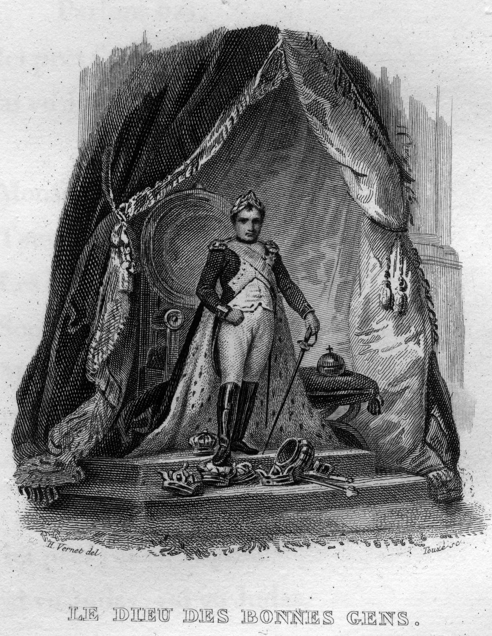 Det gode folks gudBerangers sang i “”Oeuvres completes”” (1834) av Pierre Jean de Beranger (1780-1857), fransk poet og låtskriver. av French School