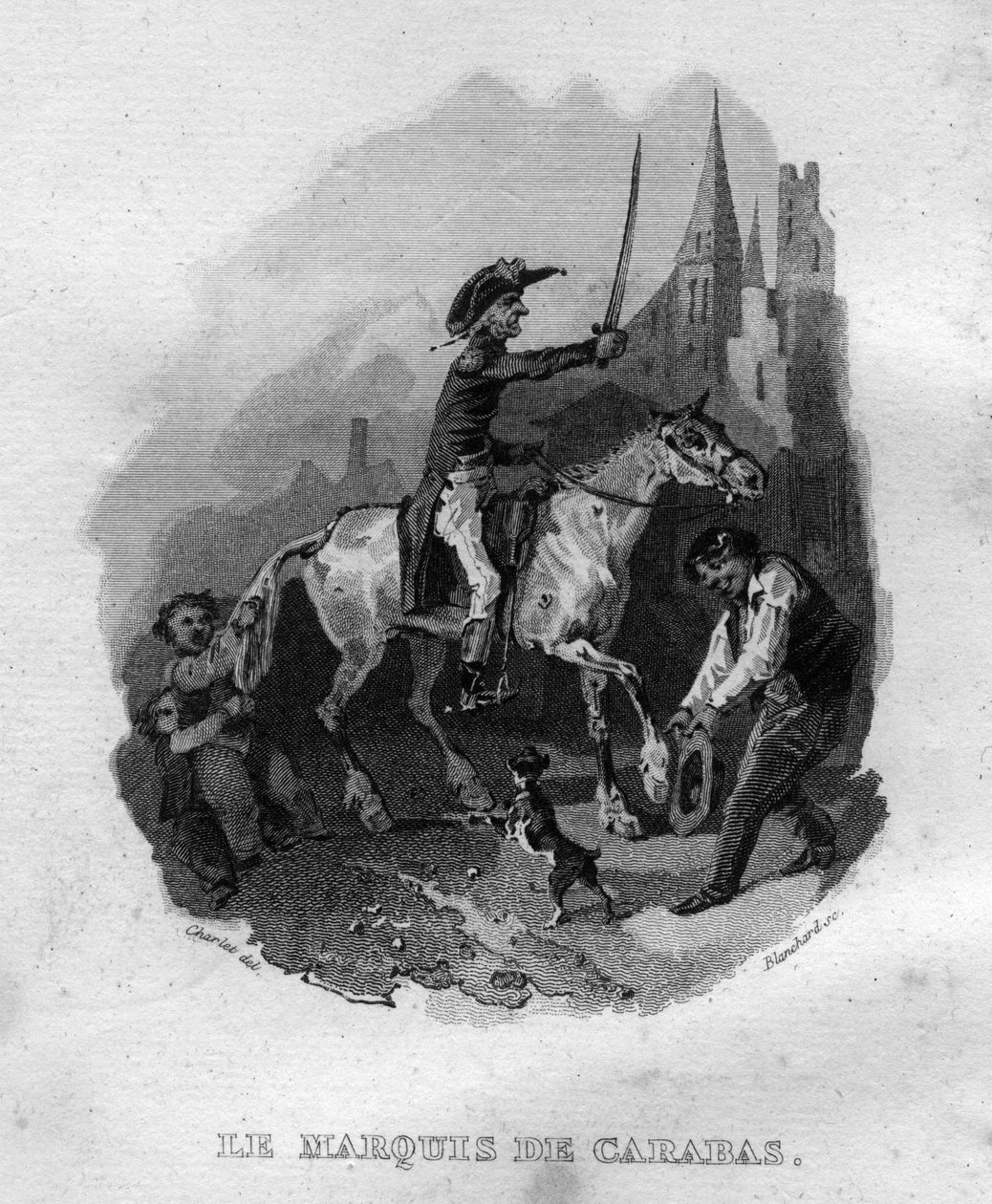 Markisen til Carabas Chanson de Beranger i "" Oeuvres completes"" (1834) av Pierre Jean de Beranger (1780-1857), fransk poet og låtskriver. av French School