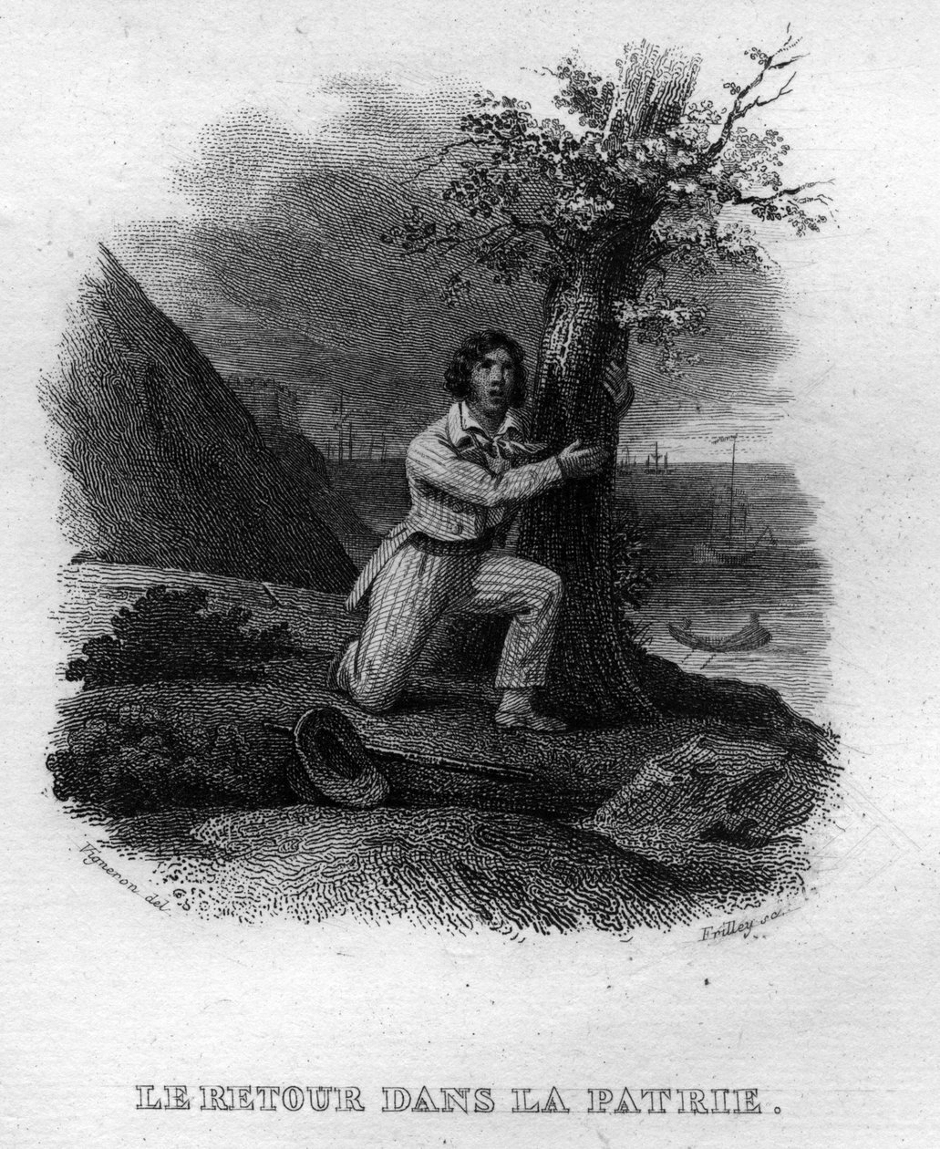Le retour dans la patrie Chanson de Beranger i "" Oeuvres completes"" (1834) av Pierre Jean de Beranger (1780-1857), fransk poet og låtskriver. av French School