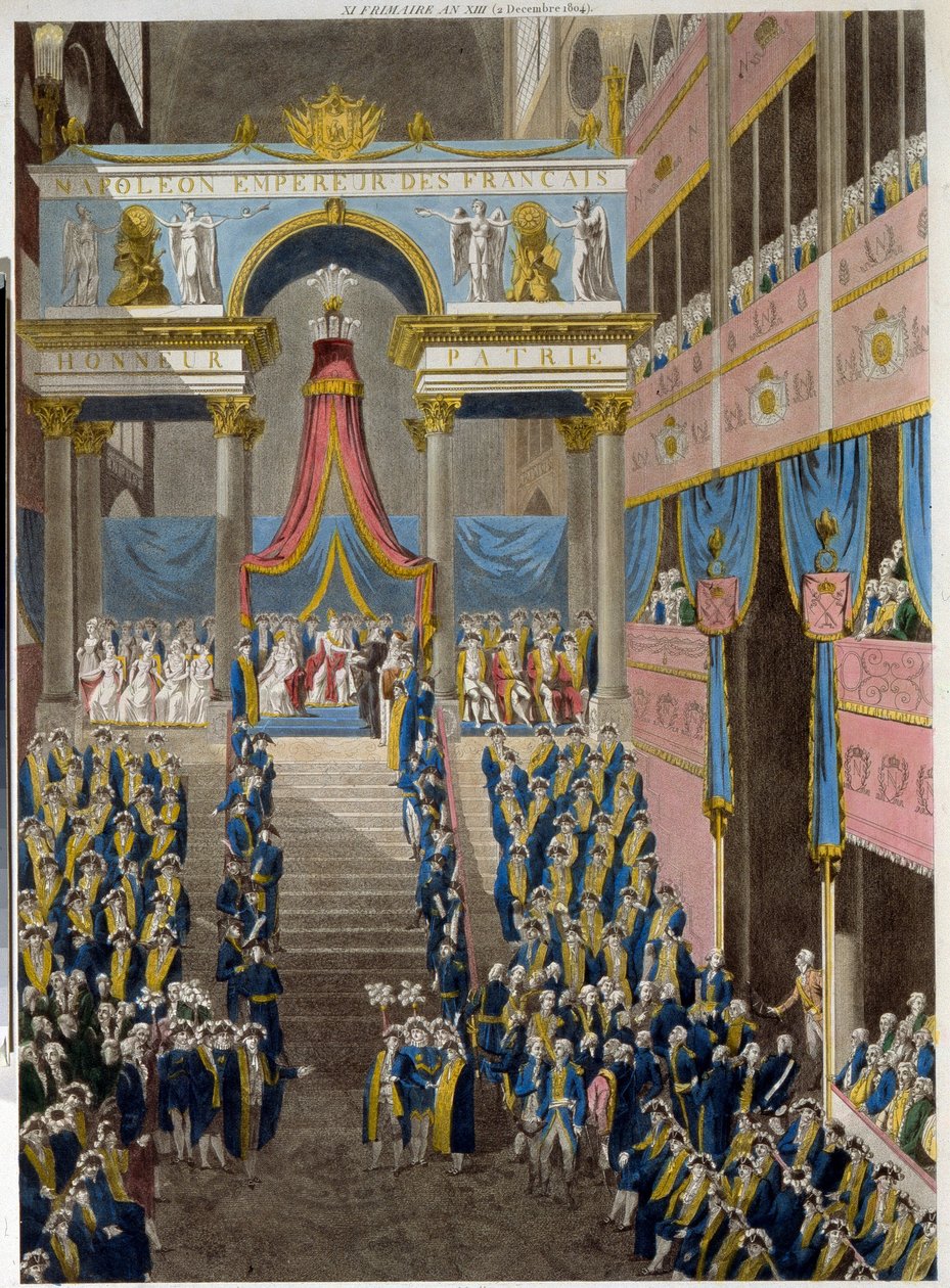 Kroningen av Napoleon (1769-1821), 2. desember 1804.(Napoleons kroning 2. desember av French School