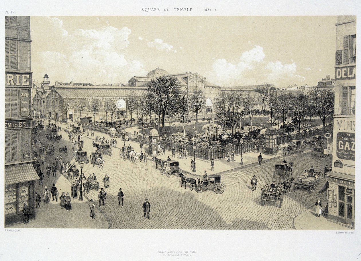 Le square du temple en 1881 - i "Paris gjennom tidene: le temple et la rue Royale", slutten av 1800-tallet av French School