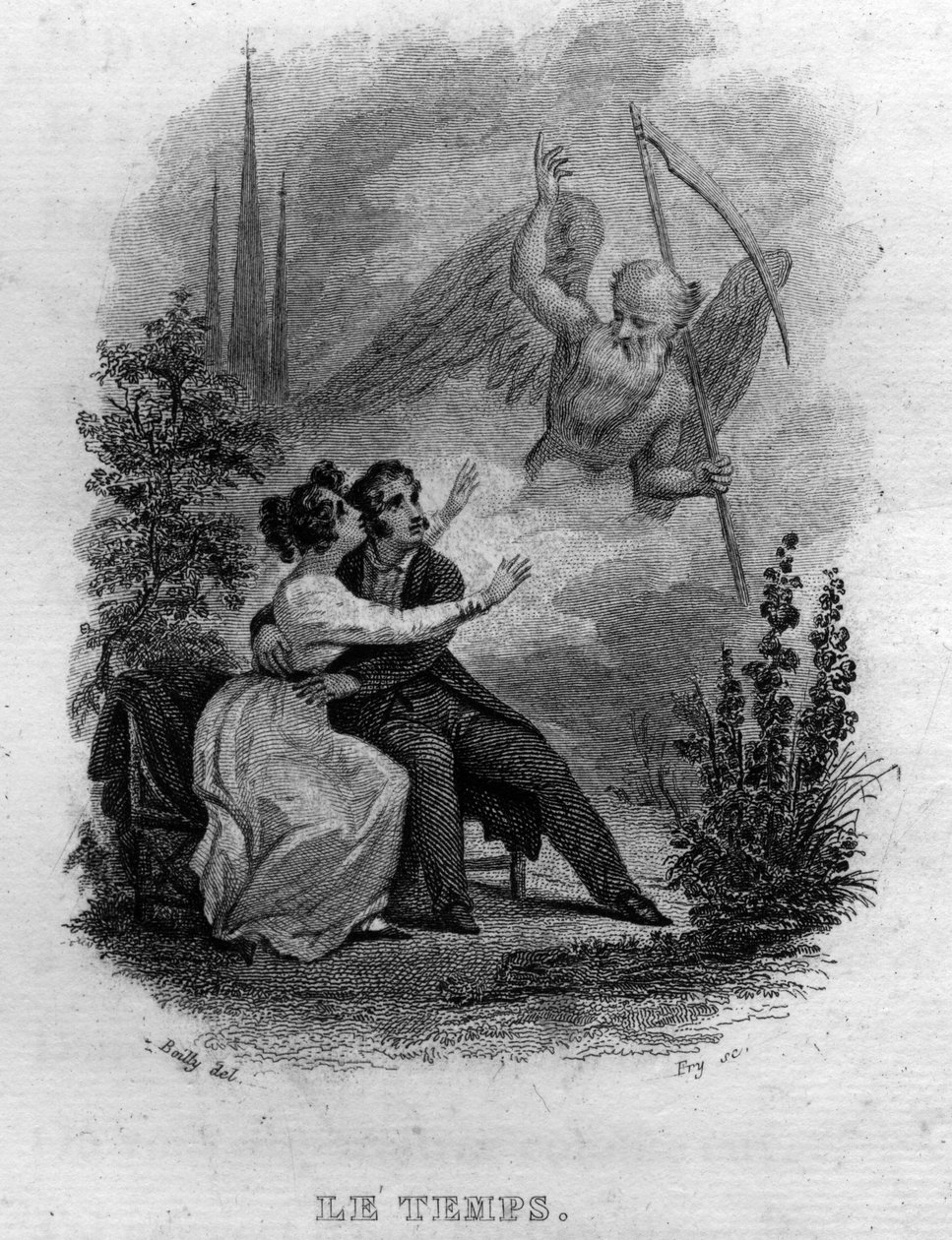 Le temps Chanson de Beranger in “” Oeuvres completes”” (1834) by Pierre Jean de Beranger (1780-1857), French poet and songwriter. av French School