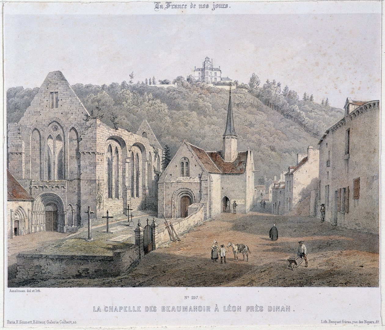Lehon Abbey og Beaumanoir Chapel nær Dinan av French School