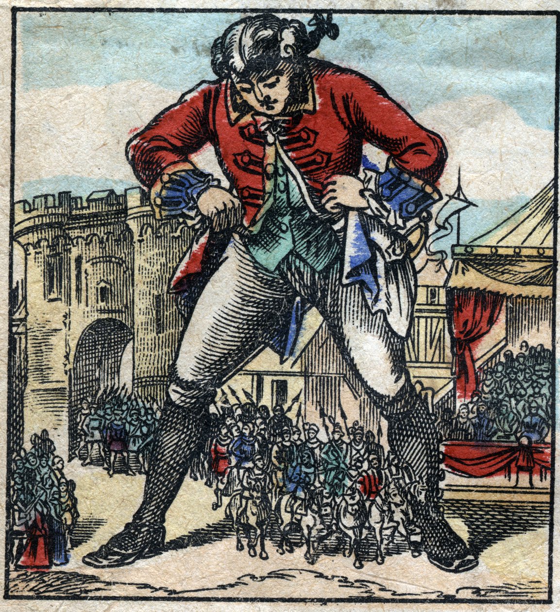Lemuel Gulliver in the land of the Lilliputians. Illustration for “” Gulliver