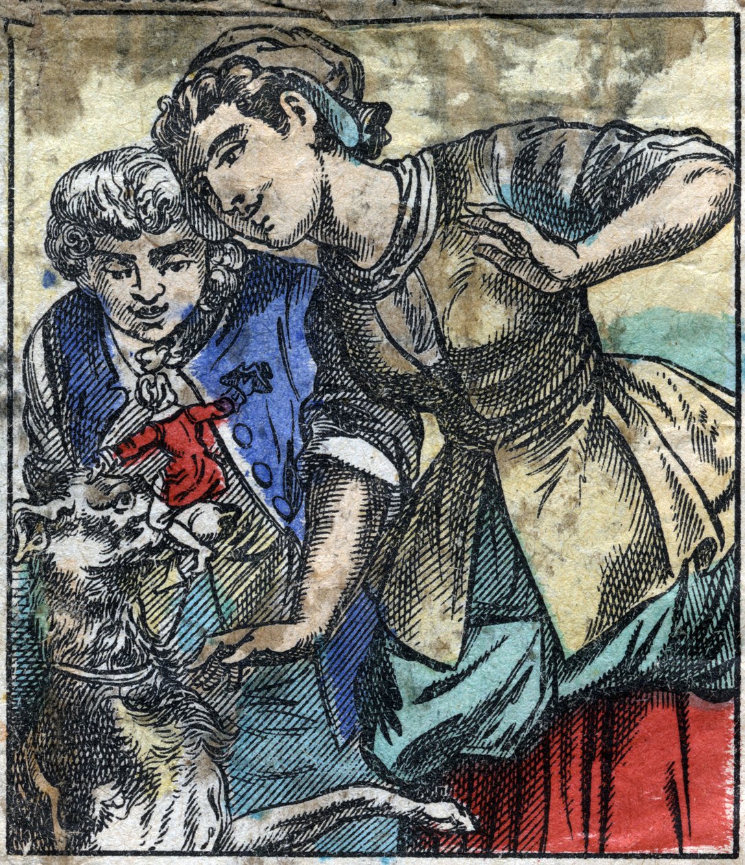 Lemuel Gulliver i landet til gigantene i Brobdingnag. Illustrasjon for "" Gulliver