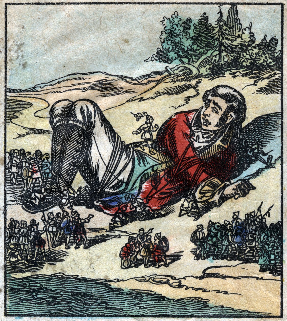 Lemuel Gulliver woke up after his shipwreck and was taken prisoner by the Lilliputians. Illustration for “” Gulliver