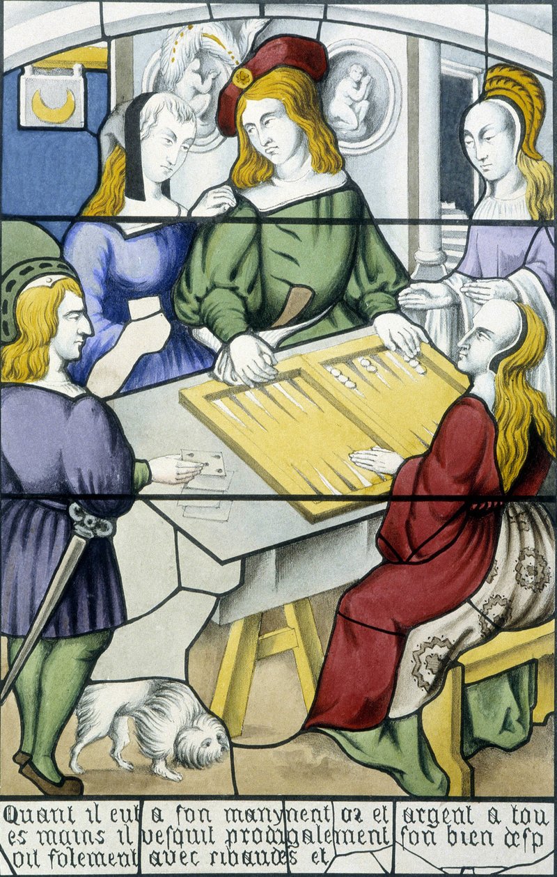 The prodigal son: The game of Tic-trac in the Middle Ages i "History of glass painting"" av Ferdinand de Lasteyrie, red. Paris 1853 av French School