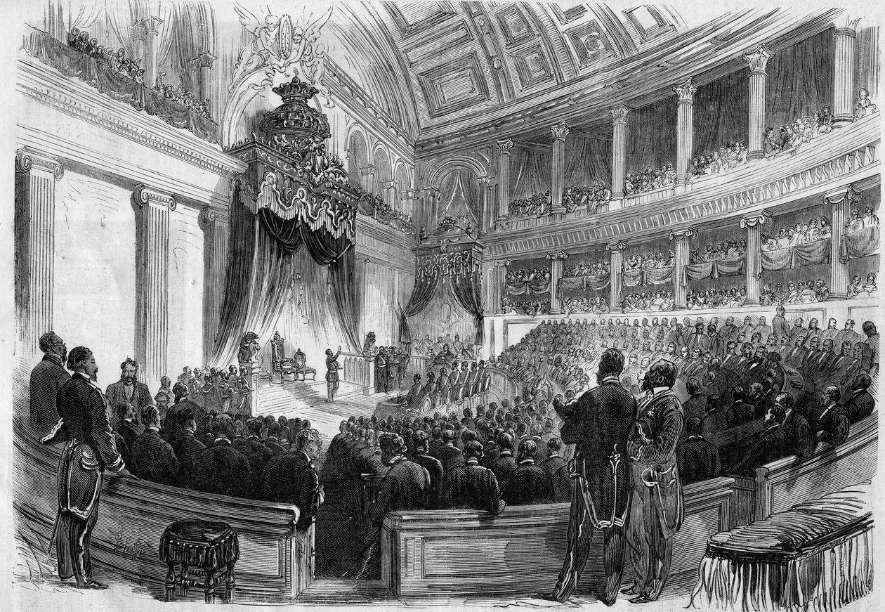 Leopold II (1835-1909), kongen av belgierne, avla en ed foran statens store organer i 1865. av French School