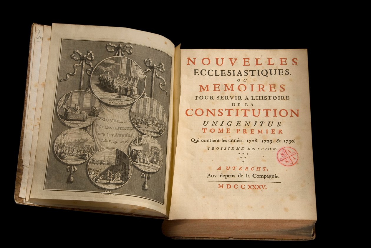 Kirkelige nyheter eller memoarer for å tjene historien til grunnloven Unigenitus publikasjon ukentlig fransk jansenist. 1735. Library of Port-Royal. Paris. av French School