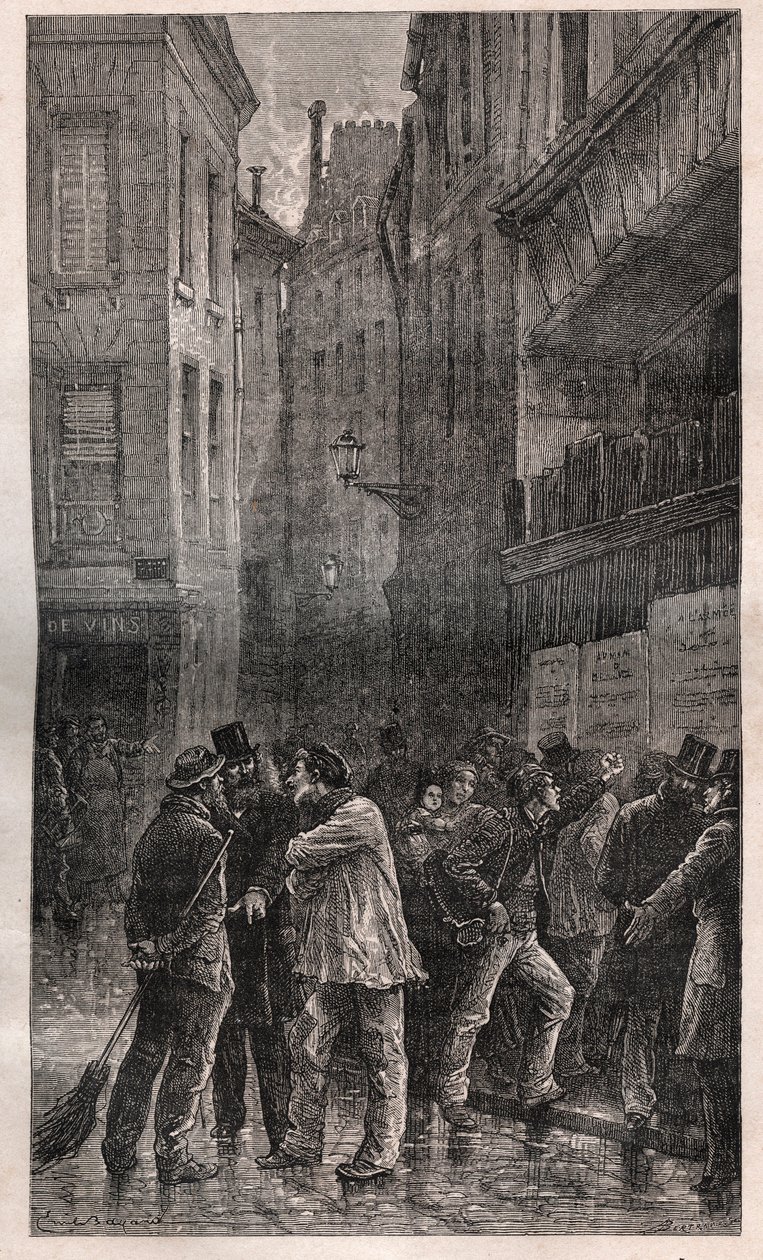 Les Posters - folket i Paris våkner til å finne offentlige merknader på alle veggene som informerer dem om statskuppet 2. desember 1851 - i "" Histoire d