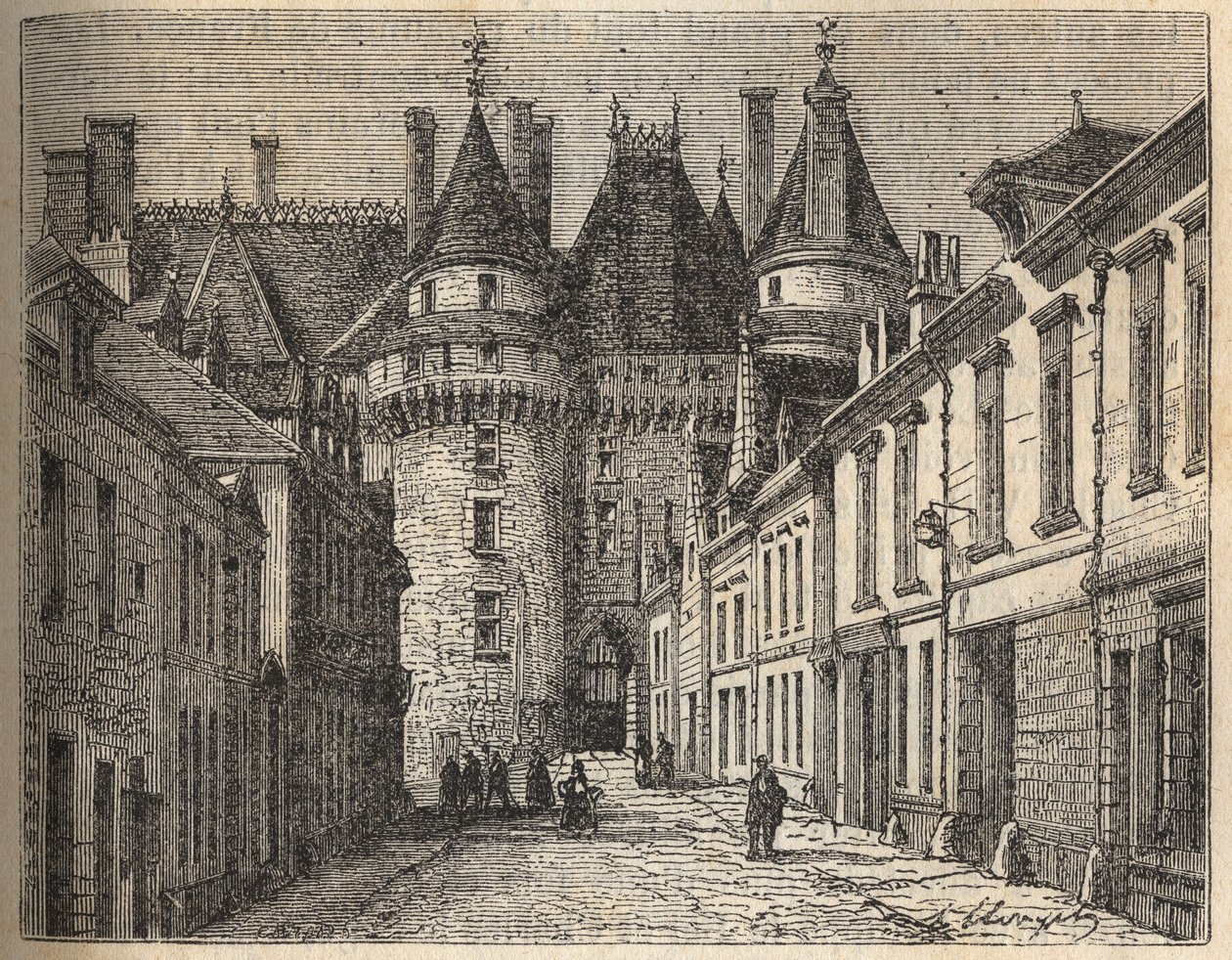 Les chateaux de la Loire: le chateau de Langeais (Indre-et-Loire) - engraving in “Histoire de France” by Victor Duruy (1811-1894) - 1882 av French School