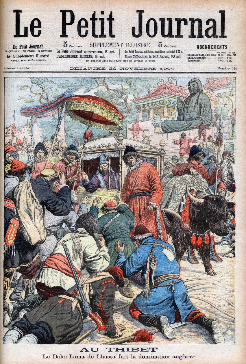 Lhasas 13. Dalai Lama (Thubten Gyatso) (1876-1933) på flukt fra engelsk herredømme i «Le Petit Journal» 20. november av French School