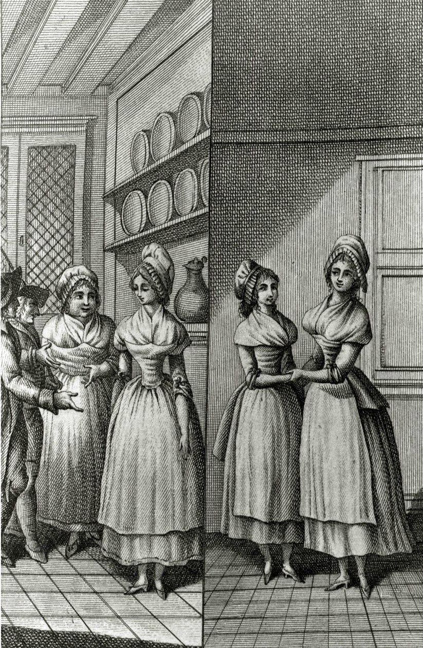Libertinage - i "Historie dag for dag til en kvinne fra den franske republikken", Restif de La Bretonne (1734-1806), Genève 1791-1794. av French School