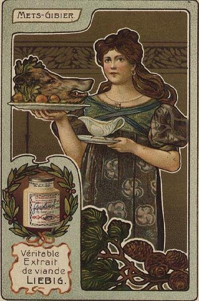Liebig italiensk illustrert matkort, tidlig på 1900-tallet av French School