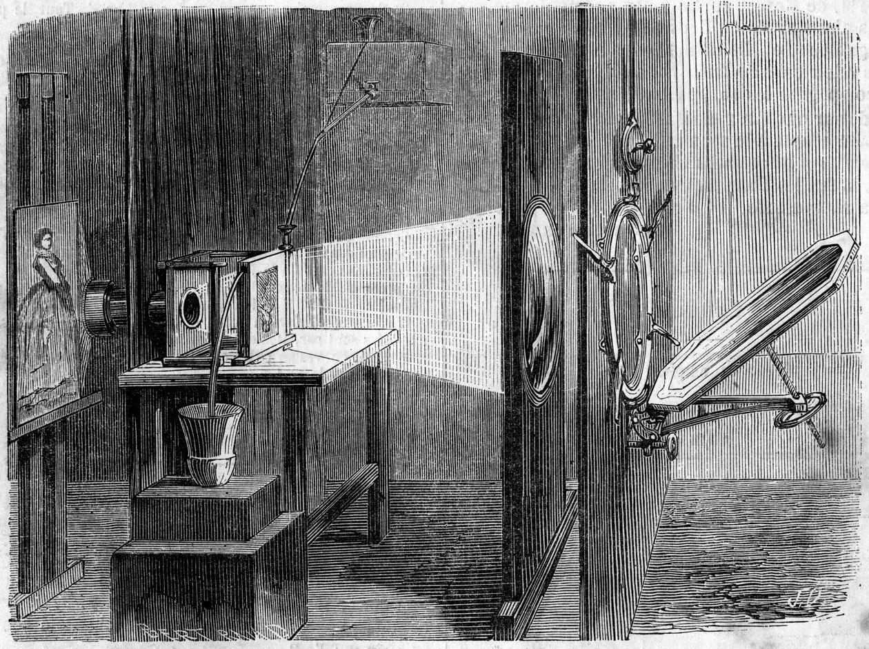 Lysdør gjelder fotografi oppfunnet av Edouard Delessert (1828-1898). Speilet reflekterer solens stråler og returnerer dem til en linse som gjenforener dem i en stråle for å få dem til å konvergere til en klisje hvis bilde, gjengitt av et Daguerre-kamera, e av French School