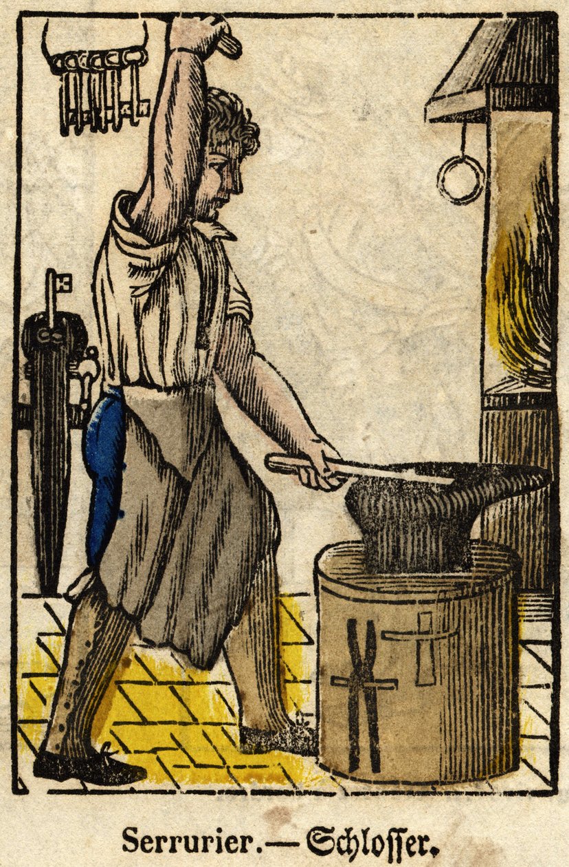 Locksmith; Series on trades, image of Epinal of the 19th century. av French School