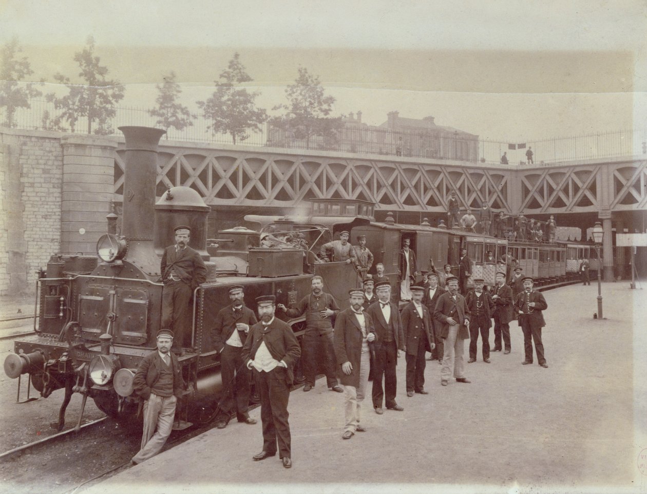 CAIL-lokomotiv, bygget ca. 1866-67, ved Pont de Courcelles, Paris, ca. 1867 av French School